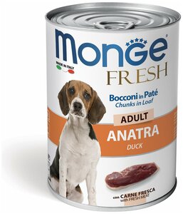Фото Monge Dog Fresh Chunks in Loaf влажный корм для собак с мясным рулетом из утки - 400 г