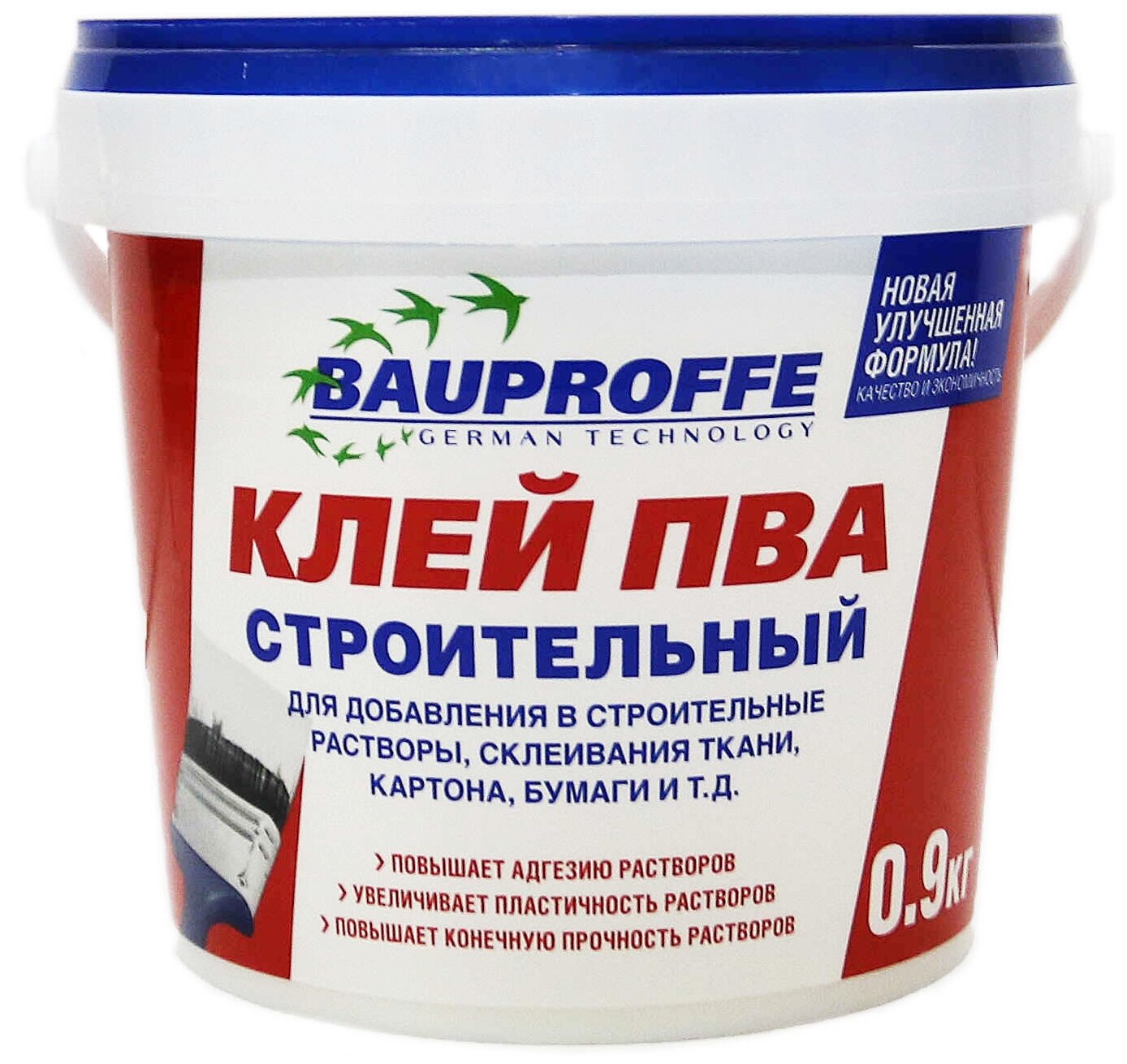 Клей ПВА BAUPROFFE строительный 0,9 кг., расход: 80-200 г. на кв.м. - фотография № 2