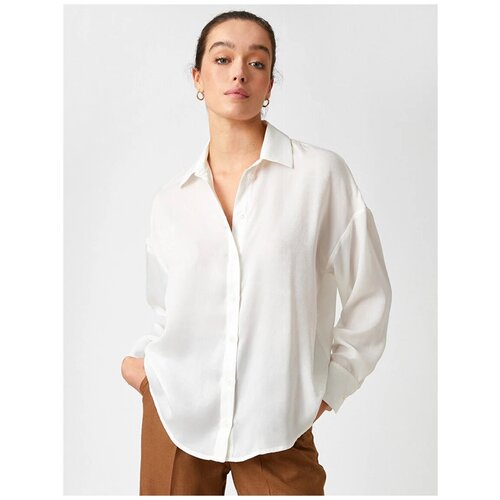 Рубашка с длинным рукавом KOTON WOMEN, 2SAK60080UW, цвет: ECRU, размер: 34