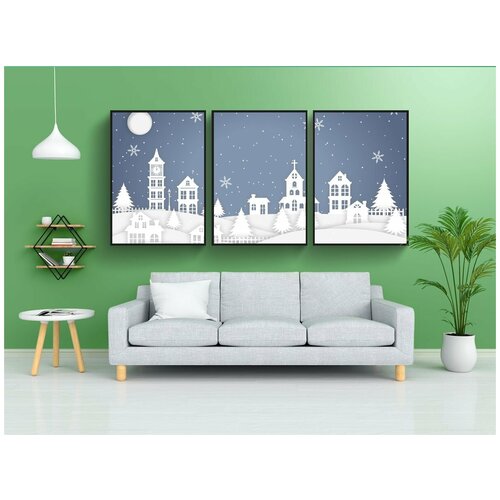 фото Набор модулных постеров для интерьера "рождество, церковь, иисус" 60x90 см. в тубусе, без рамки lotsprints