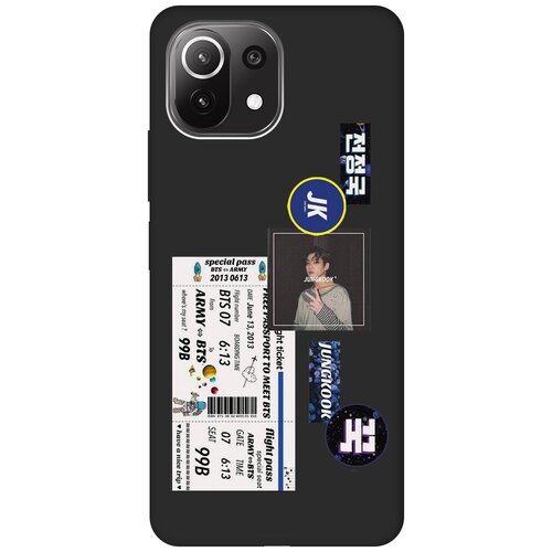 Матовый чехол BTS Stickers для Xiaomi Mi 11 Lite / 11 Lite 5G / Сяоми Ми 11 Лайт / 11 Лайт 5г с 3D эффектом черный матовый чехол space stickers для xiaomi mi 10 lite сяоми ми 10 лайт с 3d эффектом черный