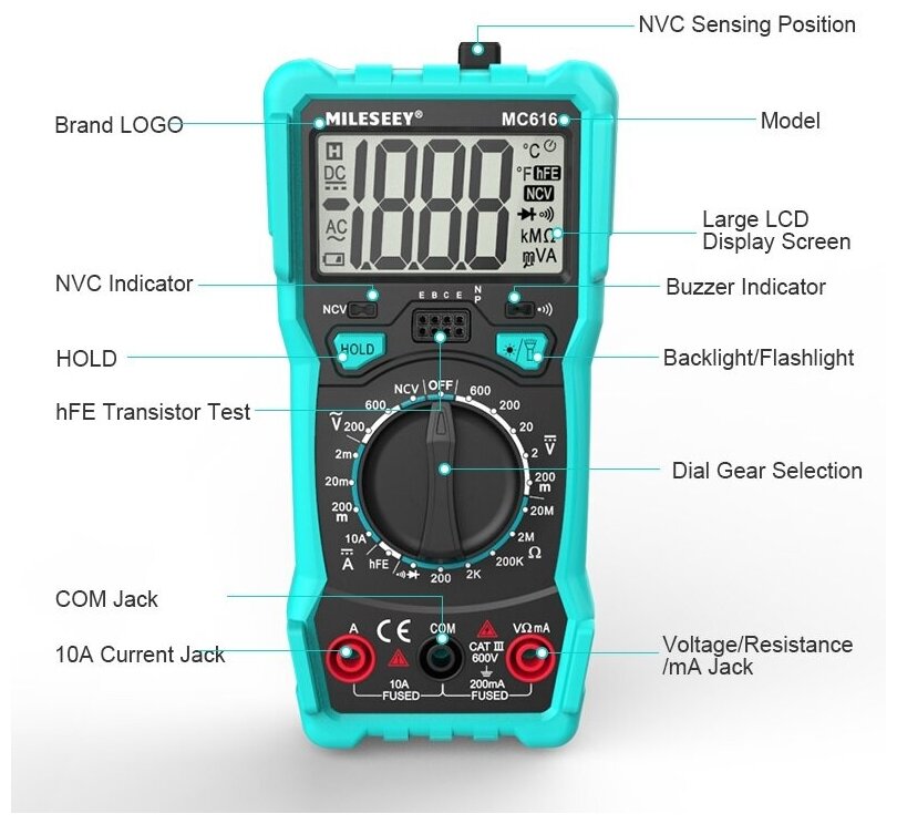 Цифровой мультиметр Mileseey NCV MC616 - фотография № 9