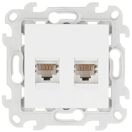 Розетка компьютерная Simon 24 Harmonie 2450593-030 скрытая установка белая два модуля RJ45 cat 5е. розетка аудио atn000287 скрытая установка бежевая два модуля аудио 2 шт