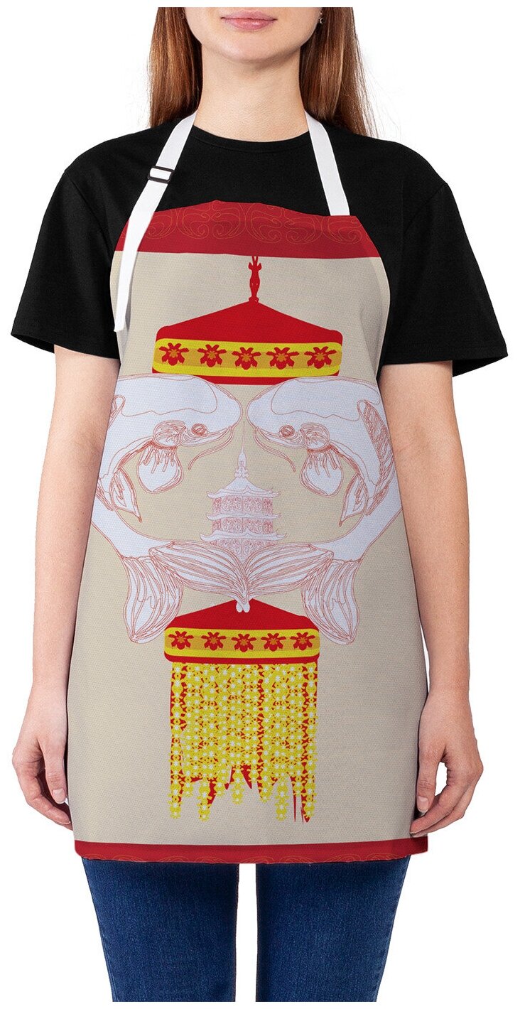 Фартук женский для готовки JoyArty "Японские фонари кои", универсальный размер