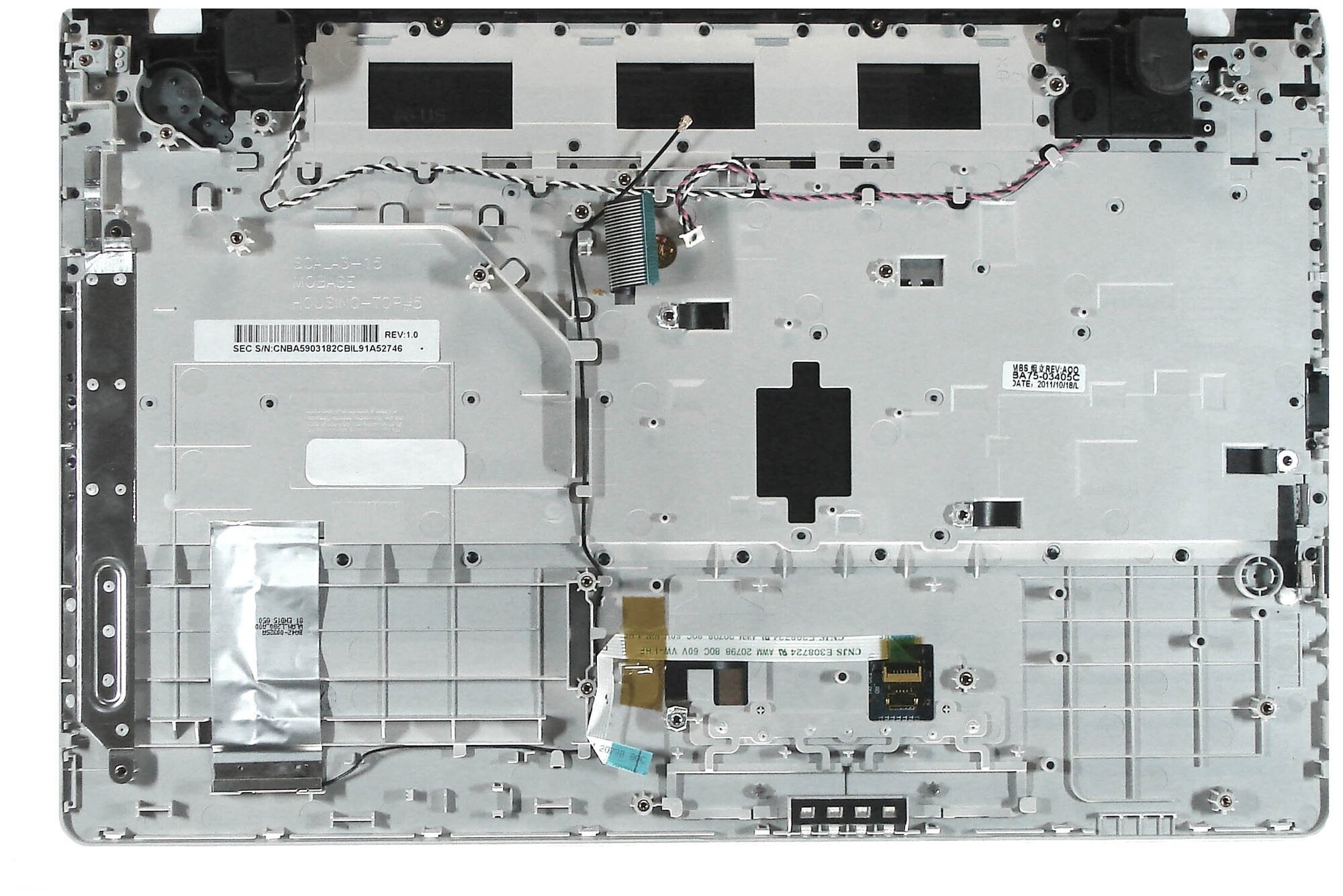 Клавиатура для ноутбука Samsumg 9ZN5QSN30R черная топ-панель серебристая