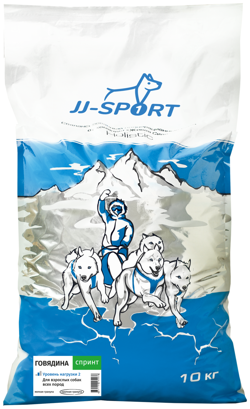 Живая Сила JJ-SPORT Спринт сухой корм для взрослых собак всех пород с говядиной крупная гранула 10 кг