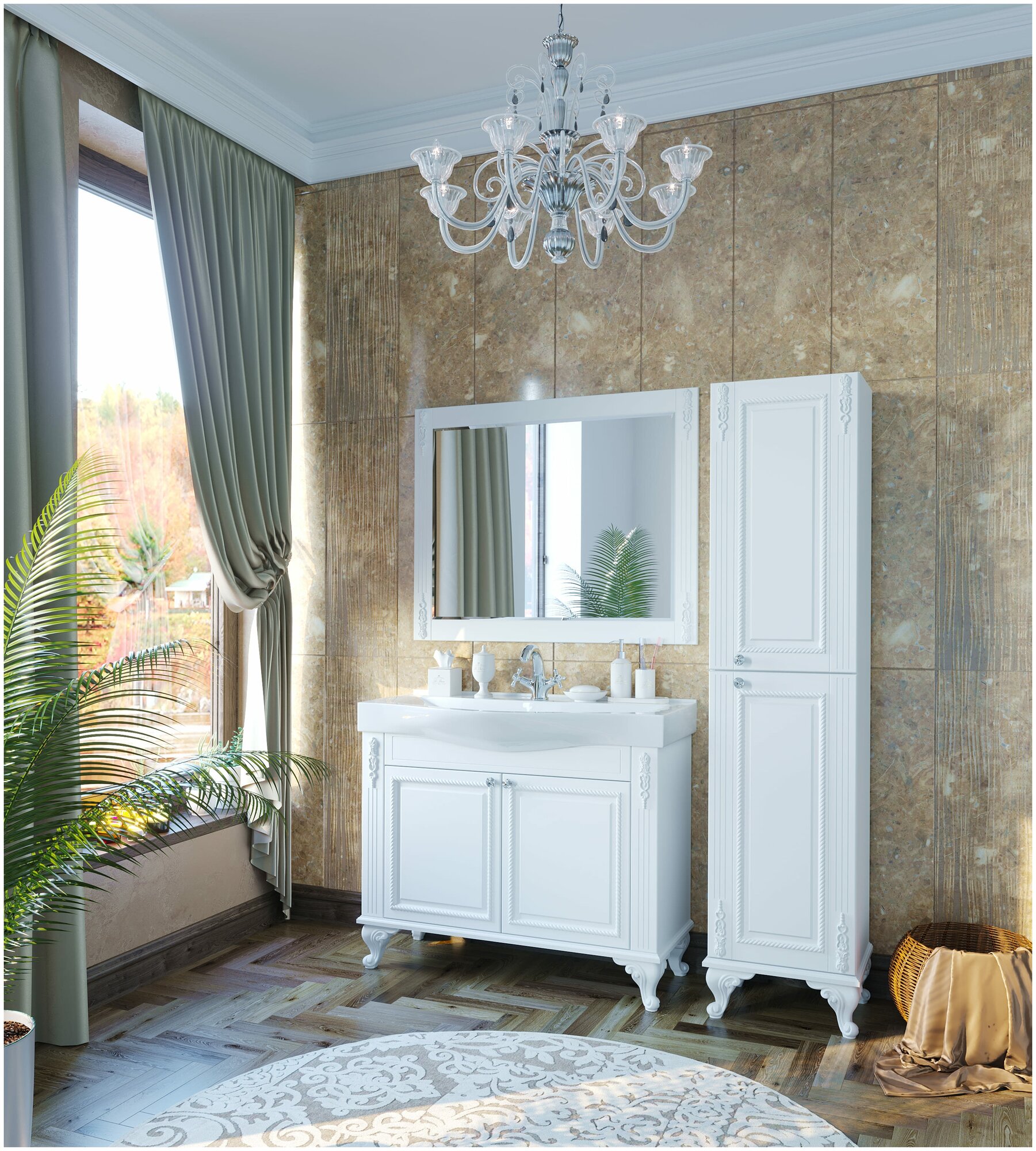 Зеркало для ванной EvaGold Bellucci 100 белое - фотография № 6