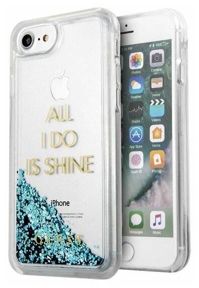 Чехол Guess Glitter Party для iPhone 7/8/SE 2020, бирюзовый