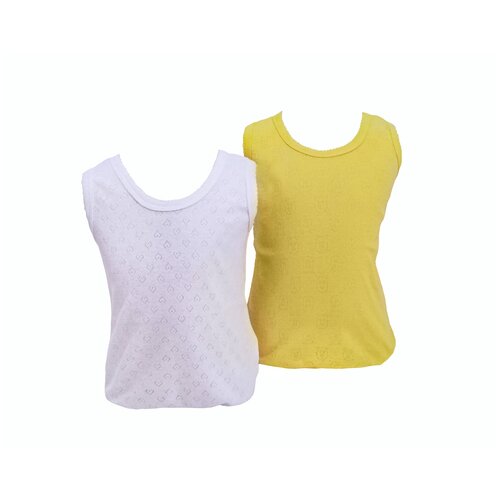 фото Майка ажур 2 шт., бел/желтый, 110р. маленький принц