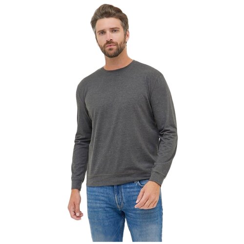 фото Футболка с длинным рукавом "лонгслив", хлопковая с круглым вырезом, большие размеры, цвет-темно-серый. размер 50 gepard