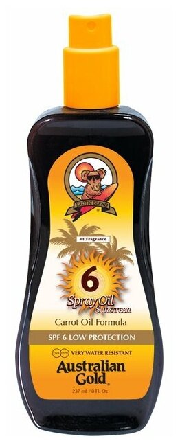 Australian Gold SPF 6 Spray Oil морковное солнцезащитное масло водостойкое 237 мл