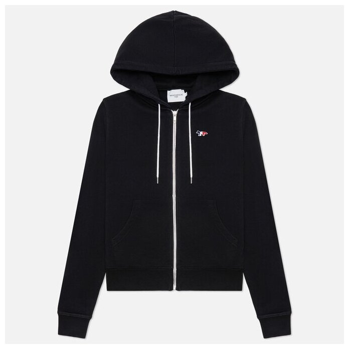 Женская толстовка Maison Kitsune Tricolor Fox Patch Zip Hoodie чёрный 