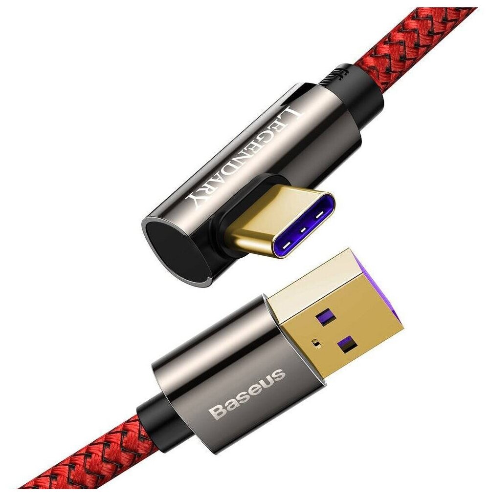 Кабель USB - Type-C Baseus CACS000503 Legend series, 2.0м, круглый, 3,0А, нейлон, PD66W, цвет: красный