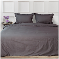 Комплект постельного белья La Prima постельное белье сатин однотонный графитовый, размер 2 спальный (175x215см)