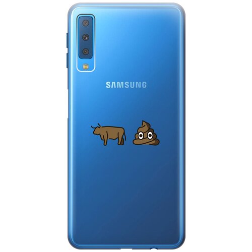 Силиконовый чехол с принтом Bull Shit для Samsung Galaxy A7 (2018) / Самсунг А7 2018 силиконовый чехол на samsung galaxy a7 2018 самсунг а7 2018 с 3d принтом gucci stickers прозрачный