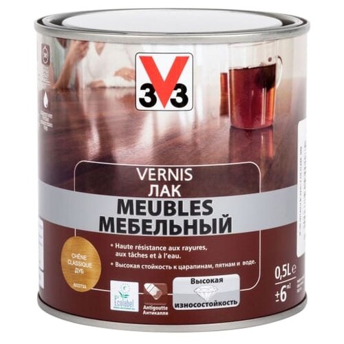 Лак для мебели V33 акриловый цвет красное дерево 0.5 л