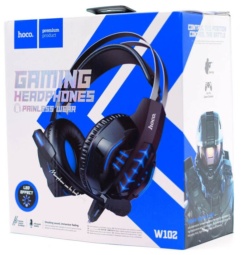 Наушники W102 Gaming headphones проводные HOCO черно-синие