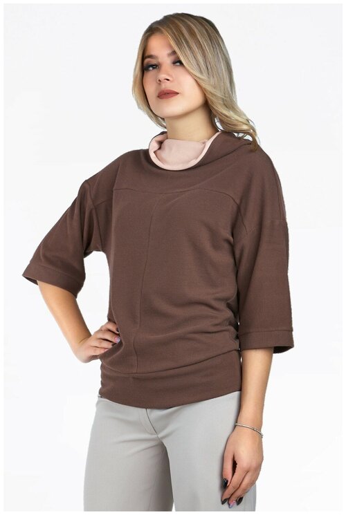 Блуза  SettyS Collection, повседневный стиль, свободный силуэт, размер 44, коричневый