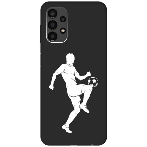 Матовый чехол Football W для Samsung Galaxy A13 4G / Самсунг А13 4Г с 3D эффектом черный