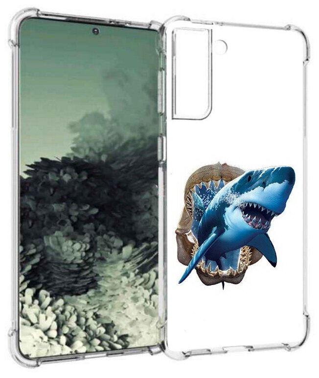 Чехол задняя-панель-накладка-бампер MyPads челюсти для Samsung Galaxy S21+ plus (SM-G996) противоударный