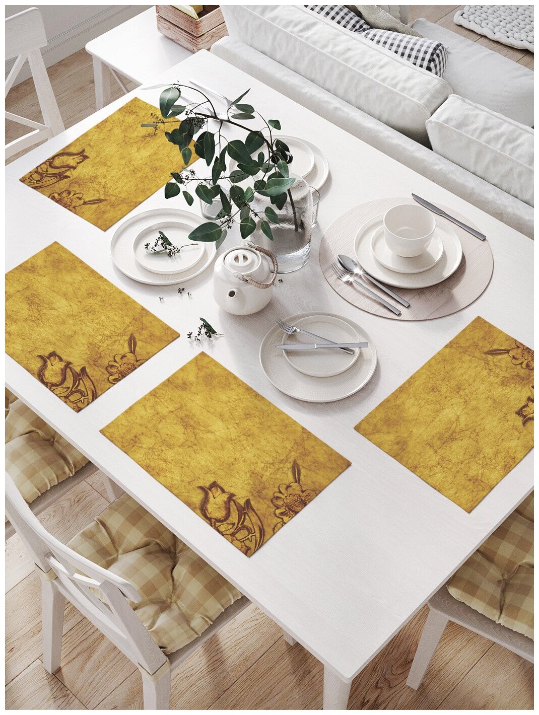 Комплект салфеток JoyArty "Винтажные цветы" для сервировки стола (32х46 см, 4 шт.)
