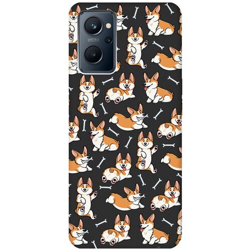 Матовый чехол Corgi Pattern для Realme 9i / Рилми 9и с 3D эффектом черный матовый чехол tigers pattern для realme 9i рилми 9и с 3d эффектом желтый