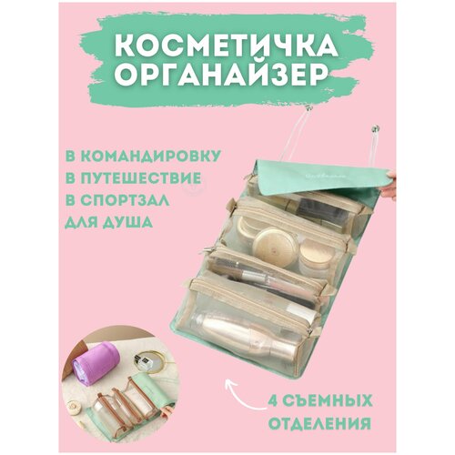 подвесная косметичка органайзер черная homsu Несессер XPX, 15х54х12 см, бирюзовый