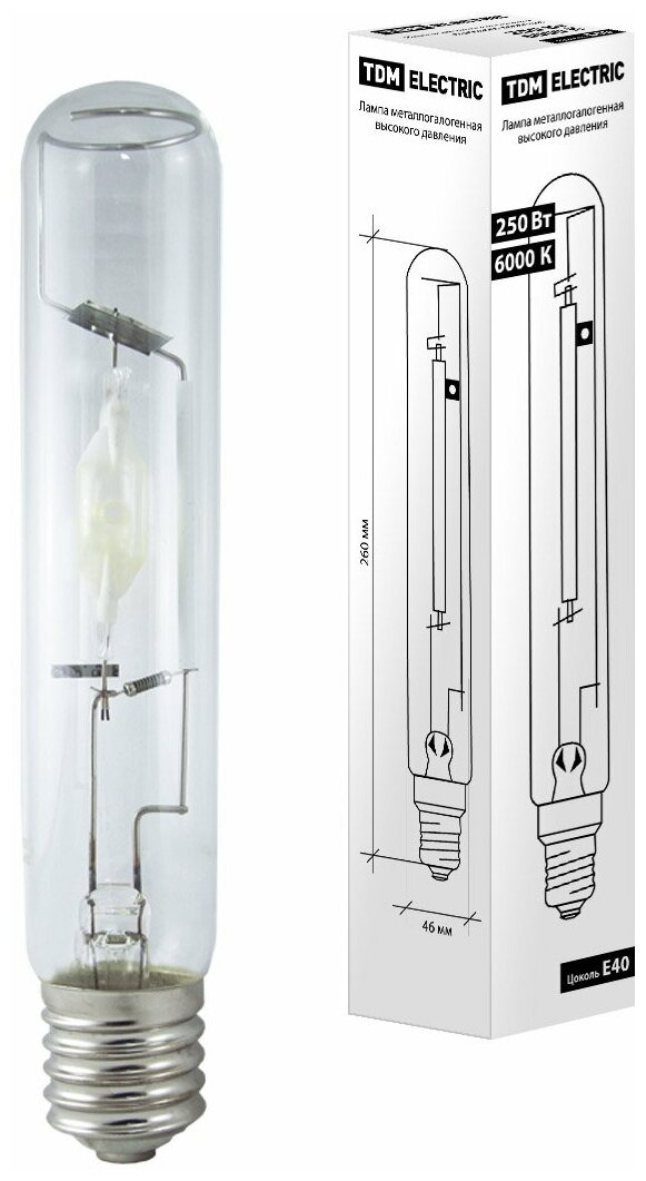 Лампа металлогалогенная ДРИ 250 6000 К Е40 TDM {SQ0325-0016}