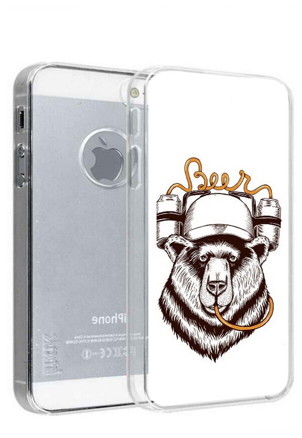 Чехол задняя-панель-накладка-бампер MyPads пивной медведь для iPhone 5/5S/SE/5SE противоударный
