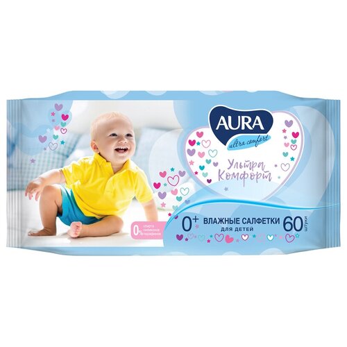 Влажные салфетки Aura Ultra Comfort, детские, 60 шт