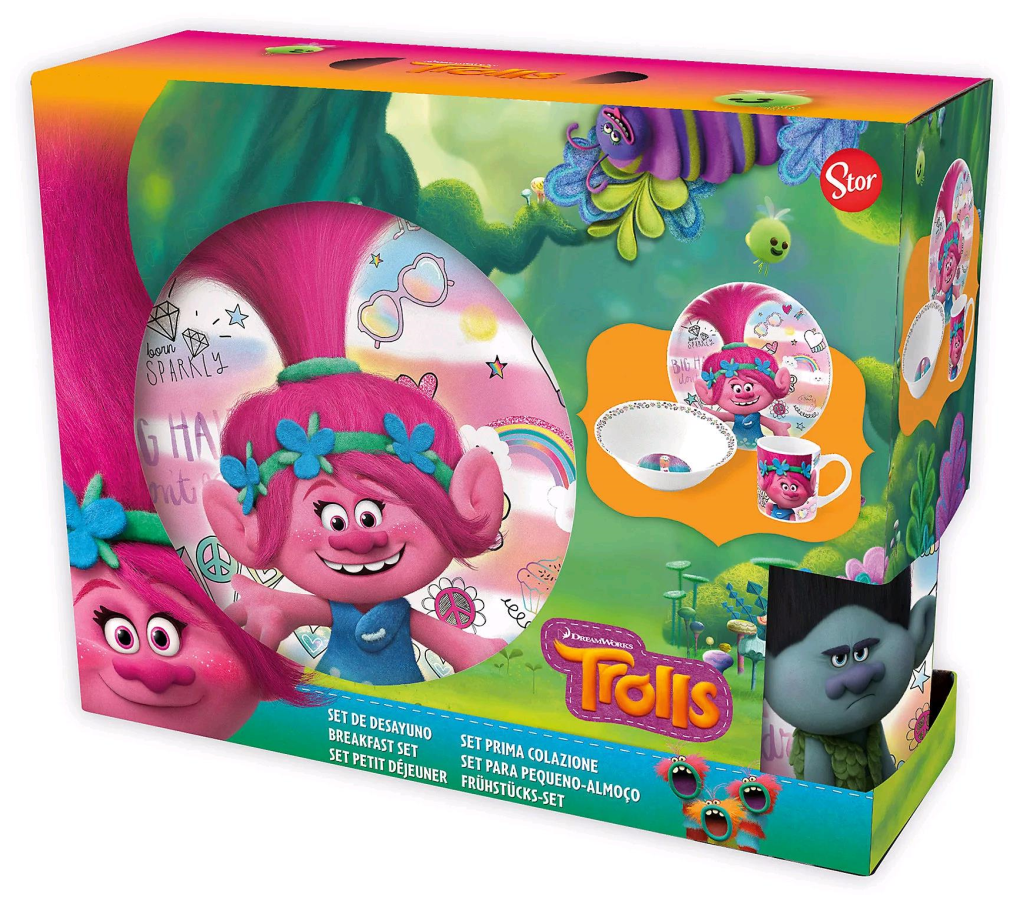 Набор детской посуды Stor 3 предмета Snack Set Trolls - фото №6