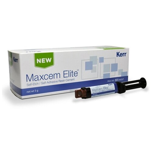 KERR/Maxcem Elite Mini Kit (Максцем) Композитный цемент для постоянной фиксации, 1 шприц 5 г прозрачного оттенка + 12 насадок