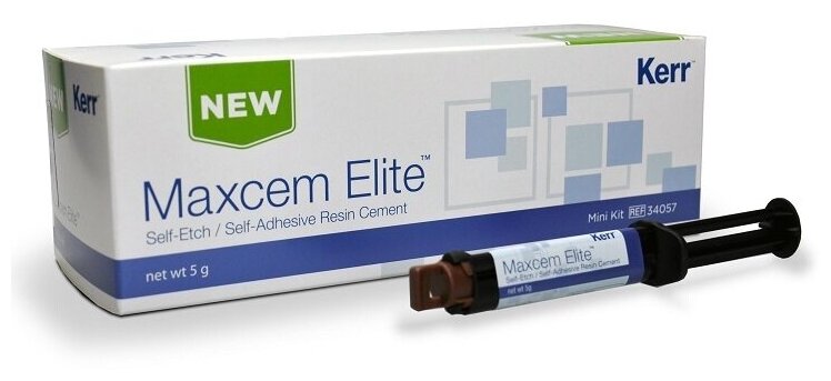 KERR/Maxcem Elite Mini Kit (Максцем) Композитный цемент для постоянной фиксации, 1 шприц 5 г прозрачного оттенка + 12 насадок