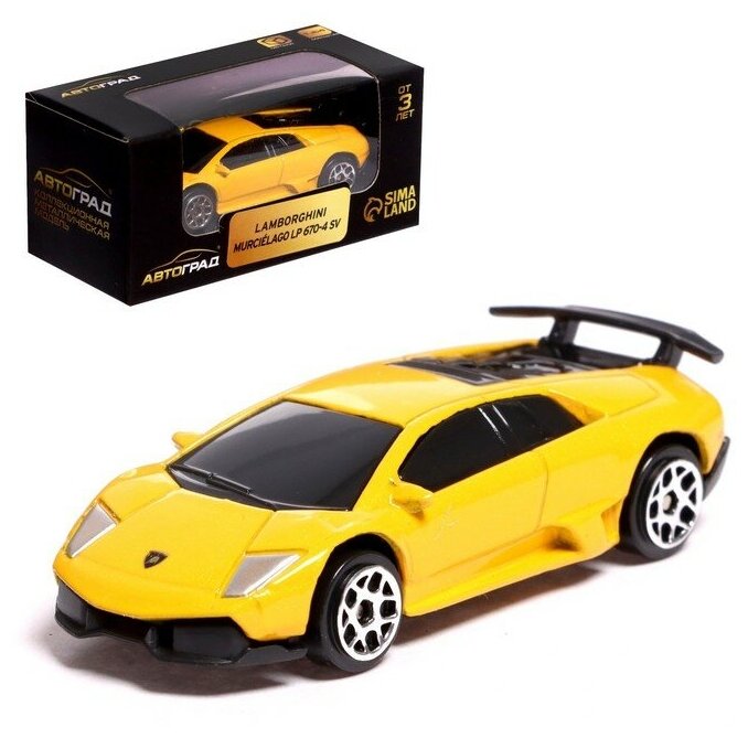 Машина металлическая LAMBORGHINI MURCIELAGO LP 670-4 SV 1:64 цвет жёлтый