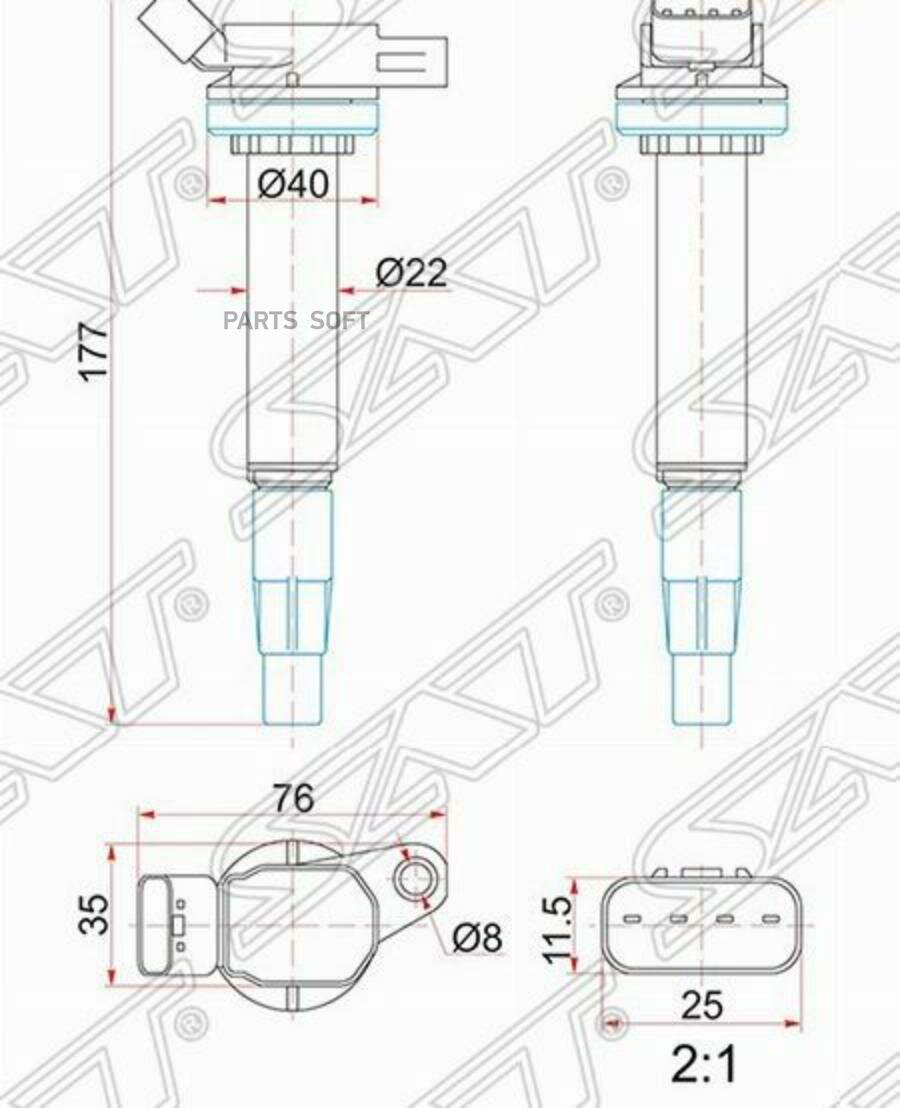 SAT ST9091902258 Катушка зажигания TOYOTA COROLLA 07- 1ZRFELEXUS N