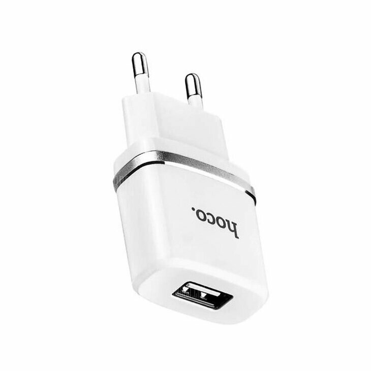 Зарядное устройство Hoco C11 Single USB 1.0 A, белое