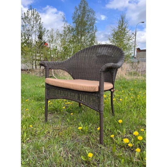Кресло плетеное Афина-мебель LV-140B-Brown с подушкой в комплекте