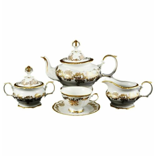 Чайный сервиз на 6 персон 15 предметов Chodov Корона Золотой узор отводка золото 155326 54018₽