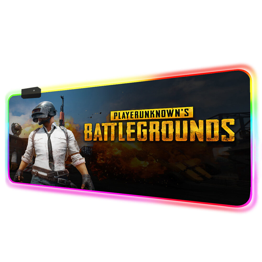 Коврик игровой с RGB подсветкой для мыши и клавиатуры / 80 см х 30 см / BATTLEGROUNDS / коврик для мыши большой