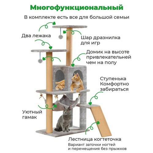 Когтеточка с домиком лестницей ZURAY 61х36х135