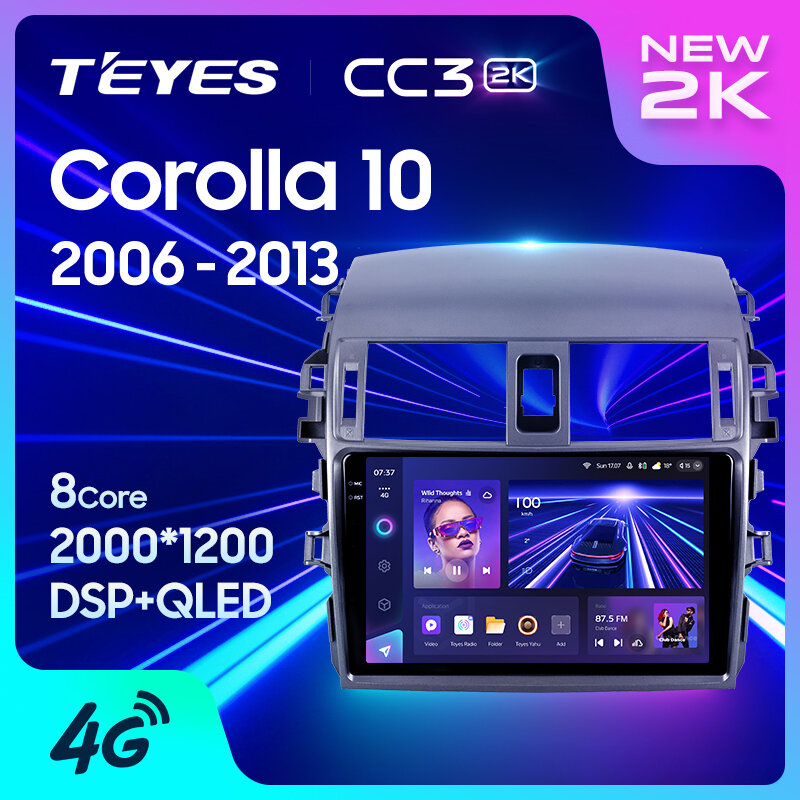 TEYES Тиайс CC3 2K Штатная магнитола For Toyota Corolla 10 E140 E150 2006 - 2013 no 2 DIN GPS DVD автомагнитола android
