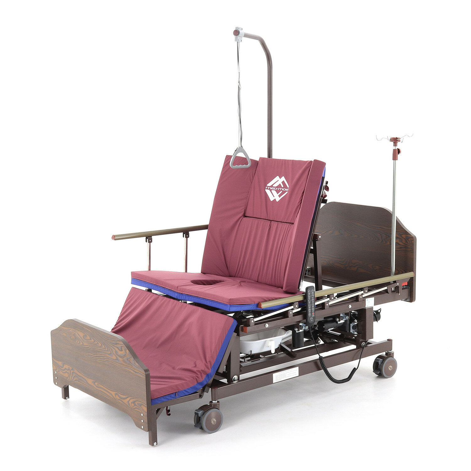 Кровать электрическая медицинская функциональная для лежащих больных DB-11А (МosMed) с функцией кардио - кресла, туалетным устройством, боковым переворачиванием и регулировкой высоты