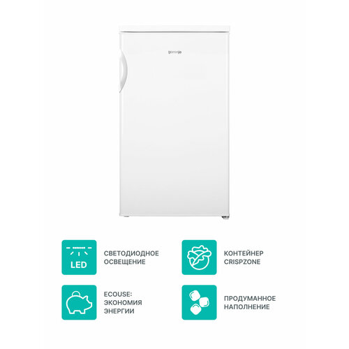 Холодильник Gorenje RB491PW, 56x85x59,7 см, 119л, 2кг/сутки, A+, контейнер свежести CrispZone, белый холодильник gorenje rb491pw