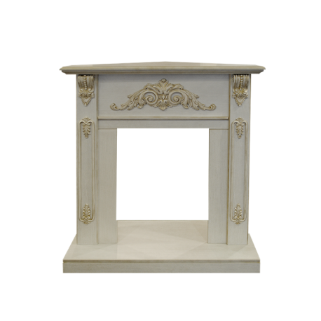Портал каминный из МДФ угловой RealFlame Anita WT Corner дуб белый с золотой патиной под очаги 200022