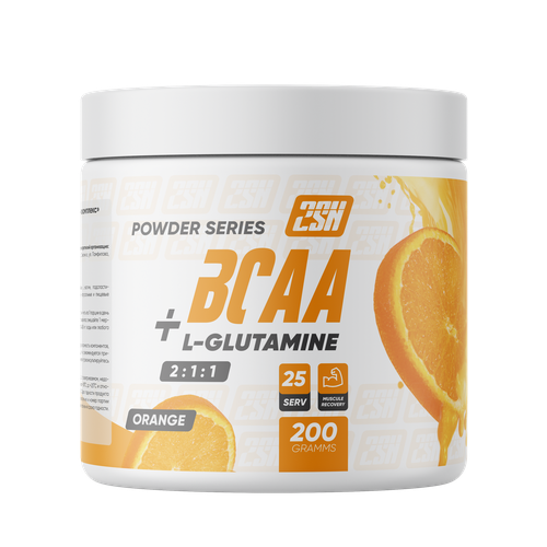 2SN BCAA + L-glutamine 200g (Апельсин) bcaa l glutamine 2 1 1 со вкусом яблока 2sn 200 г