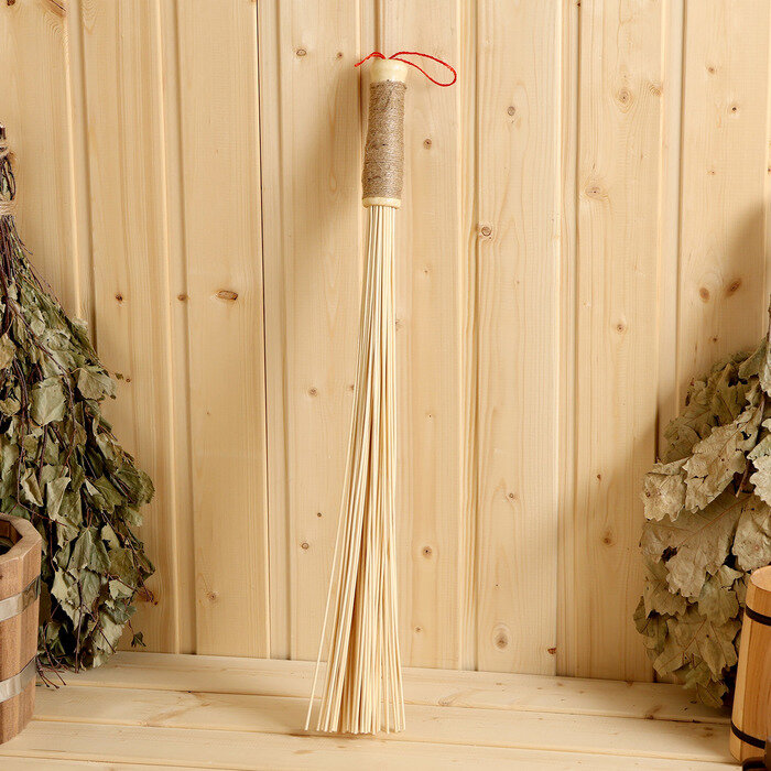 Веник массажный из бамбука 60см, 0,2см прут джутовая ручка (комплект из 5 шт)