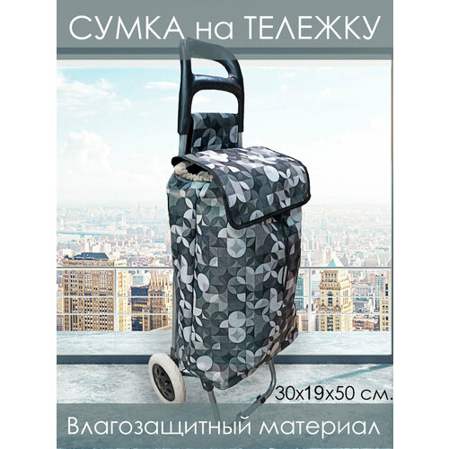 сумка для сумки тележки Сумка дорожная 85217 Серые круги, 30 л, 19х50х30 см, ручная кладь, серый