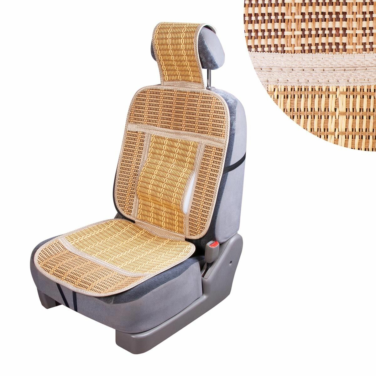 Накидка сиденья папирус SKYWAY Summer-04 с поддержкой спины бежевый 1 шт (S01302045) — фото 1