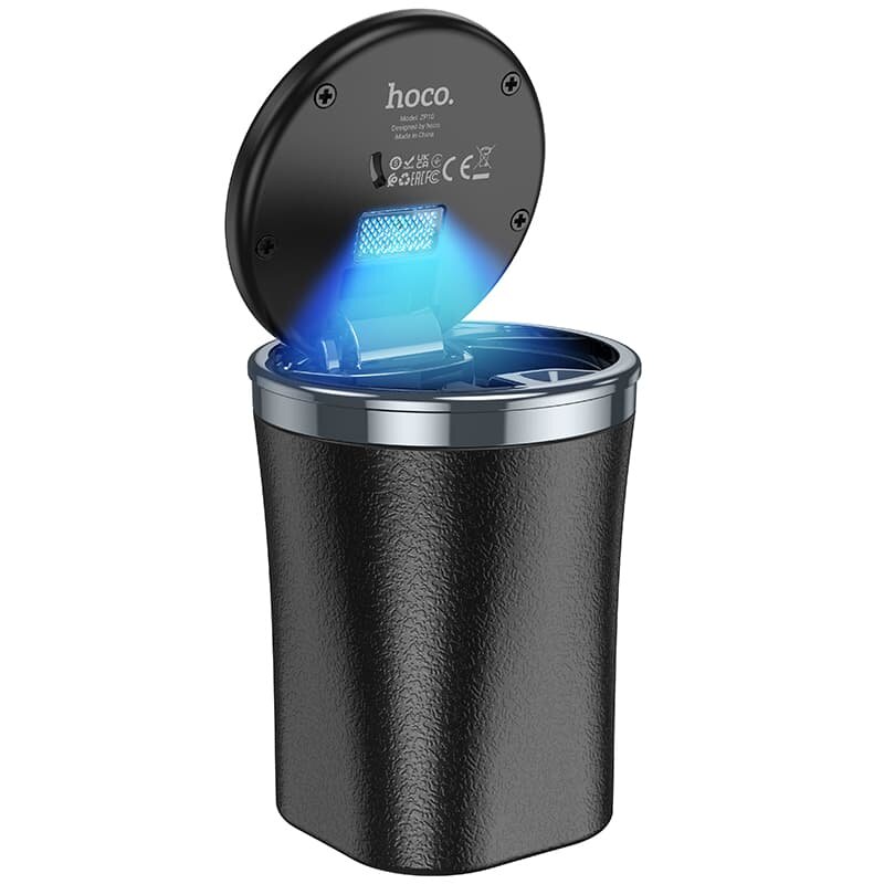 Контейнер для мусора автомобильный Hoco ZP10 "Charm", с LED-подсветкой, черный