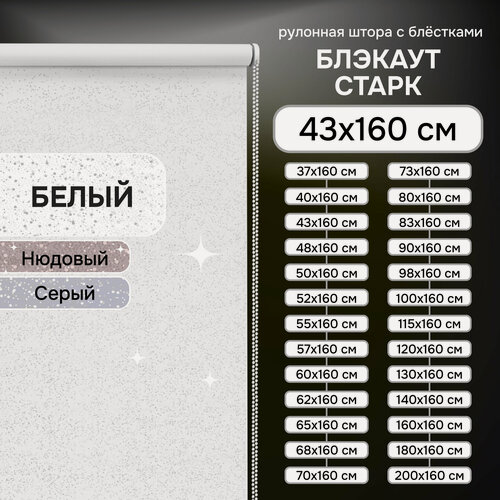 Изображение товара Рулонная штора Эскар Старк, полиэстер, цвет белый, размер 43х160 см